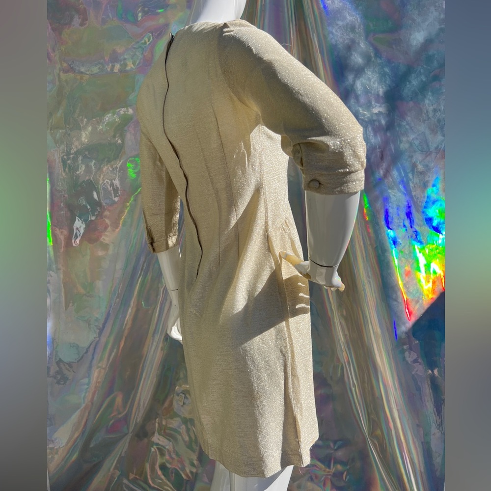 60s Metallic Threaded Faux Button Mini Dress - Picture 8 of 17